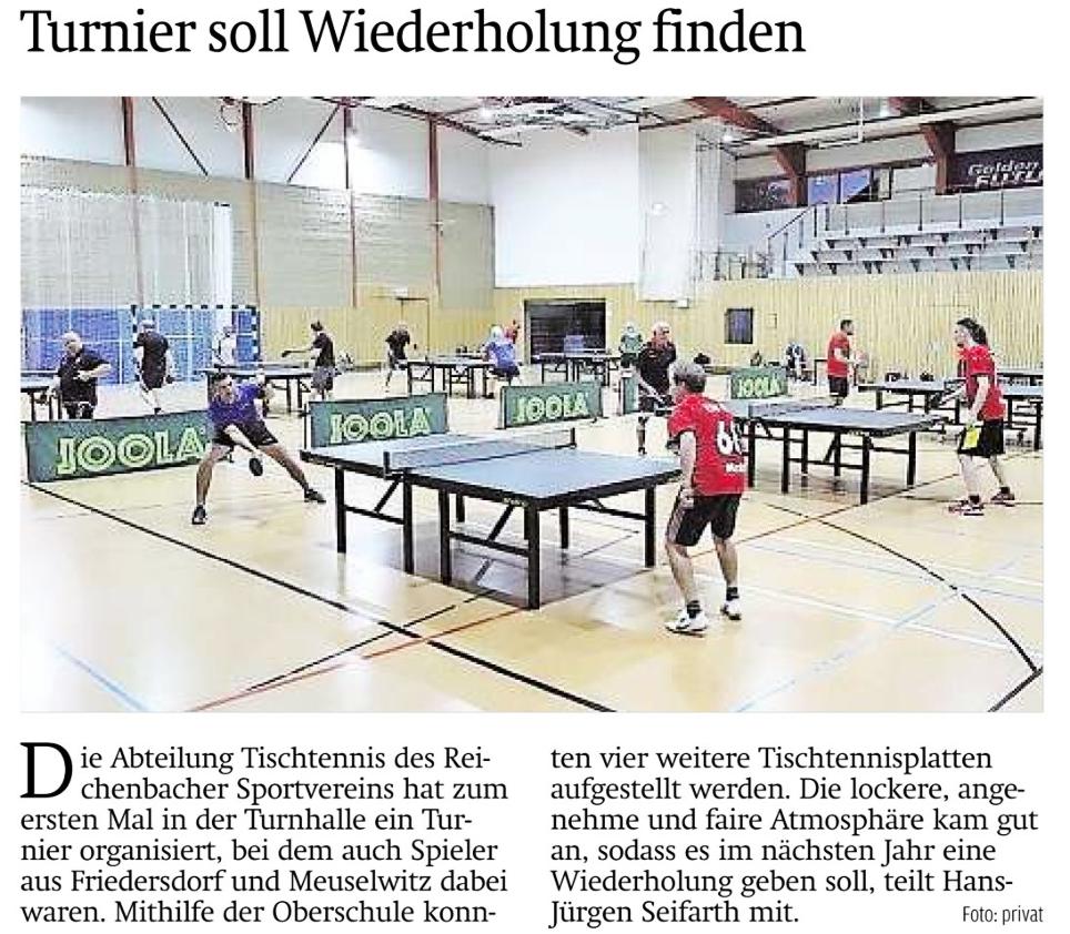 Tischtennis- Sächsische Zeitung - Turnier soll Wiederholung finden
